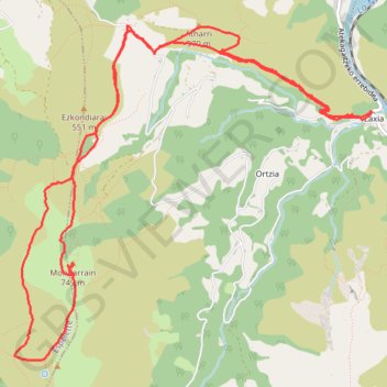 Trace GPS Mondarrain par le flanc sud, itinéraire, parcours