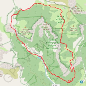 Trace GPS Le Jardin du Roi depuis Archiane, itinéraire, parcours