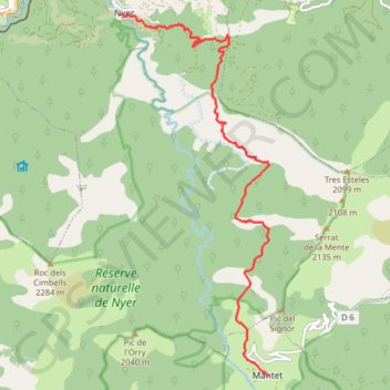 Trace GPS GPX Mantet - Nyer, itinéraire, parcours