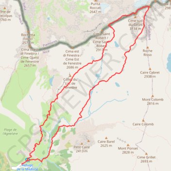 Trace GPS Cime du Gelas - Traversée Ouest-Est, itinéraire, parcours