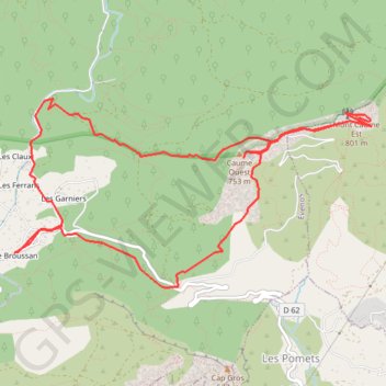 Trace GPS Mont Caume depuis le Broussan, itinéraire, parcours