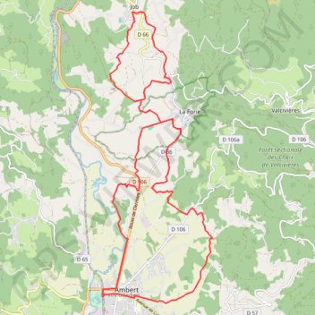 Trace GPS Pays d'Ambert - Les côtes du Forez, itinéraire, parcours