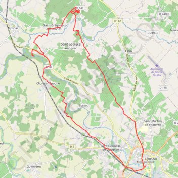 Trace GPS Jonzac, Terriers de Cordis et retour par le val de Seugne - 9510 - UtagawaVTT.com, itinéraire, parcours