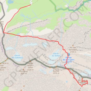 Trace GPS Le Casque du Marboré depuis le col de Tentes, itinéraire, parcours