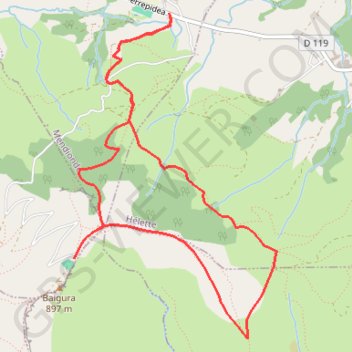 Trace GPS Massif du Baigura - Mendionde, itinéraire, parcours