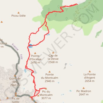 Trace GPS Montcalm - Estats, itinéraire, parcours
