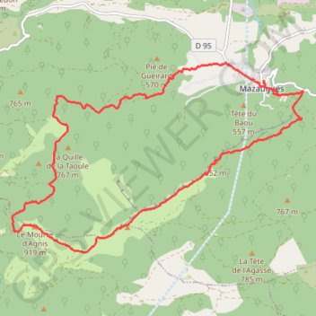 Trace GPS MAZAUGUES (Le pilier du Mourré d'Agnis), itinéraire, parcours
