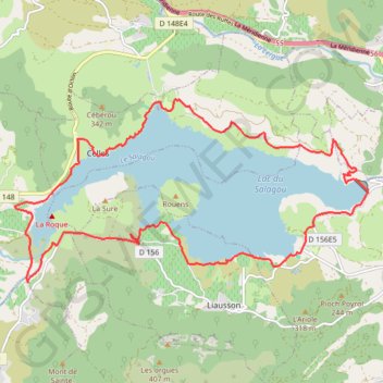 Trace GPS Tour du lac de barrage du Salagou - Hiver (34), itinéraire, parcours