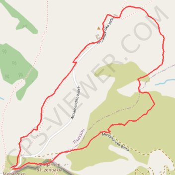 Trace GPS Artzamendi depuis Mehatxe, itinéraire, parcours