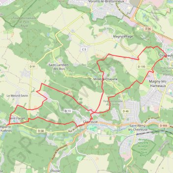Trace GPS Chevreuse - Châteaufort à Dampierre via Milon, itinéraire, parcours