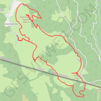 Trace GPS Urtarai et Harriondoko Kaskoa en circuit depuis Urepel, itinéraire, parcours