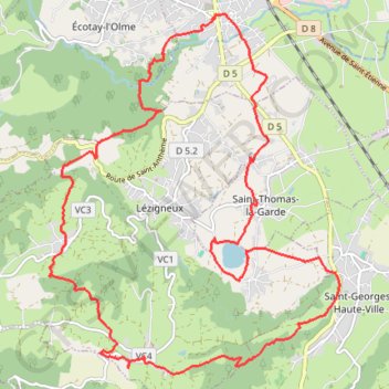 Trace GPS Moingt Valensanges Vidrieux avec les Randonneurs Montbrisonnais, itinéraire, parcours
