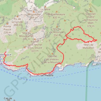 Trace GPS La Tête de Mavallon depuis Callelongue, itinéraire, parcours