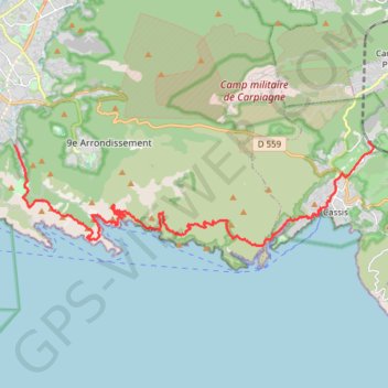 Trace GPS Marseille (les beaumettes) - Cassis, itinéraire, parcours