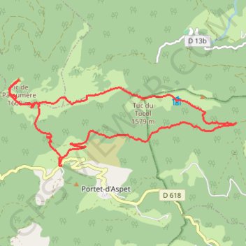 Trace GPS Col Portet d'Aspet Paloumère Cournudère, itinéraire, parcours
