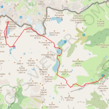 Trace GPS Cimes Malédie - Clapier refuges Nice Fontalba, itinéraire, parcours