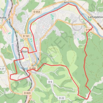 Trace GPS Boucle de Cahors par le Mont Saint-Cyr, itinéraire, parcours
