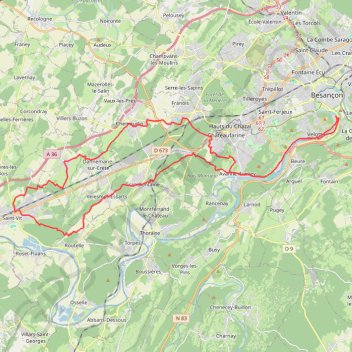 Trace GPS Le Grand Ouest de Besançon, itinéraire, parcours