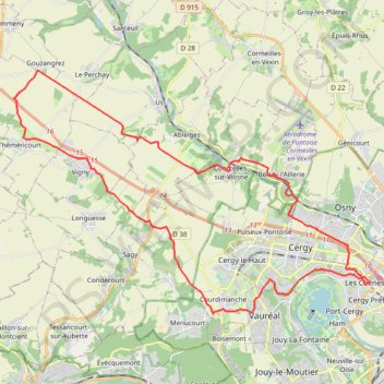 Trace GPS Cergy - Gouzangrez - Théméricourt - Cergy, itinéraire, parcours