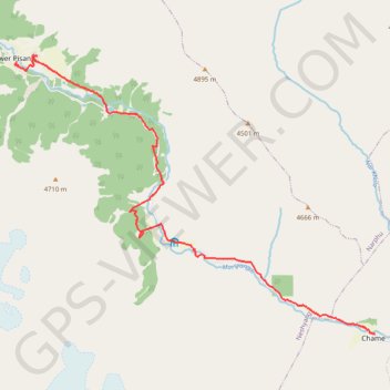 Trace GPS Tour Annapurna - Jour 05 - Chame - Pisang, itinéraire, parcours