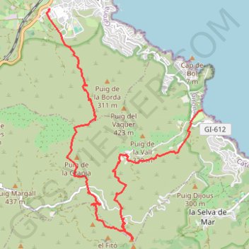 Trace GPS Llansa - St Salvador - St Pere de Rodes - La Vall - Llansa, itinéraire, parcours