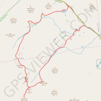 Trace GPS Dix Mountain Loop, itinéraire, parcours