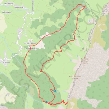 Trace GPS A pied, Vercors, Sentier Gobert vers le col Vert, itinéraire, parcours