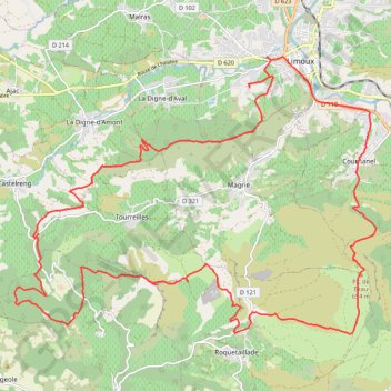 Trace GPS Boucle VTT Limoux, itinéraire, parcours
