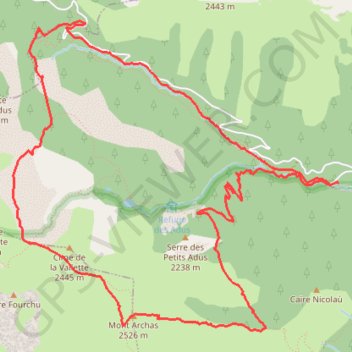 Trace GPS Mont ARCHAS-Salese-Adus, itinéraire, parcours