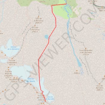 Trace GPS Aneto : Par le lac de Salterillo, itinéraire, parcours