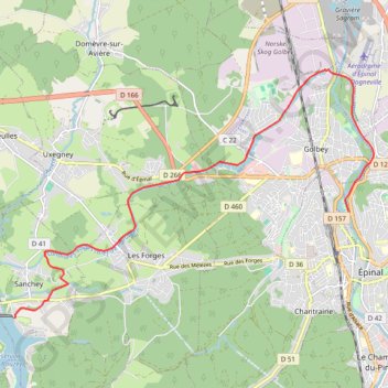 Trace GPS D'Épinal au réservoir de Bouzey, itinéraire, parcours