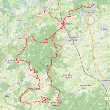 Trace GPS Moncé-en-Belin Cyclisme, itinéraire, parcours