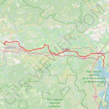 Trace GPS Carcassonne - canal de la Robine, itinéraire, parcours