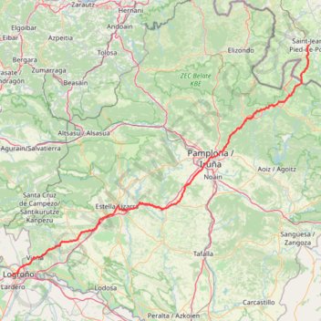 Trace GPS CF-2-1 Camino Francés - 01 Saint-Jean a Logroño, itinéraire, parcours