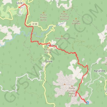 Trace GPS Corse du sud, Levie Cartalavonu, itinéraire, parcours
