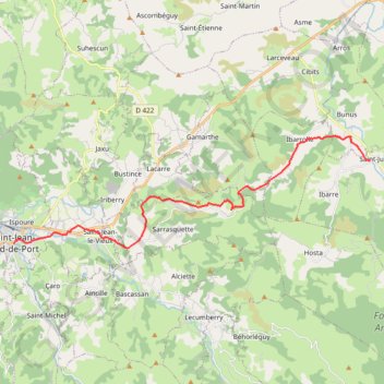 Trace GPS Chemin du Piémont Pyrénéen - De Saint-Just-Ibarre à Saint-Jean-Pied-de-Port, itinéraire, parcours