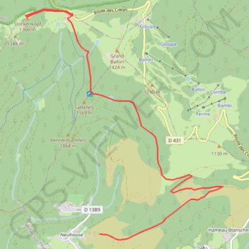 Trace GPS Vosges le grand ballon, itinéraire, parcours