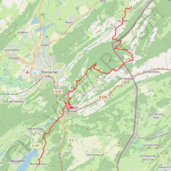 Trace GPS Hauterive-la-Fresse - Montperreux, itinéraire, parcours