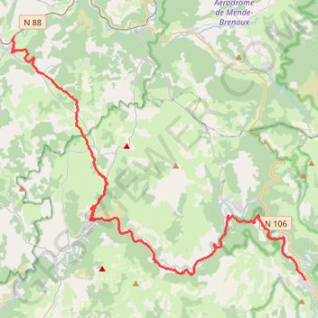 Trace GPS Grande traversée du Massif Central : Florac - Chanac, itinéraire, parcours