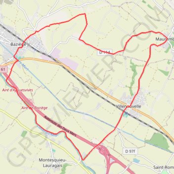 Trace GPS Villenouvelle à Bazièges, itinéraire, parcours
