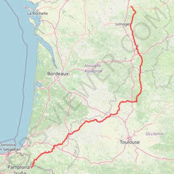 Trace GPS JJ De La Souterraine-Roncevaux, itinéraire, parcours