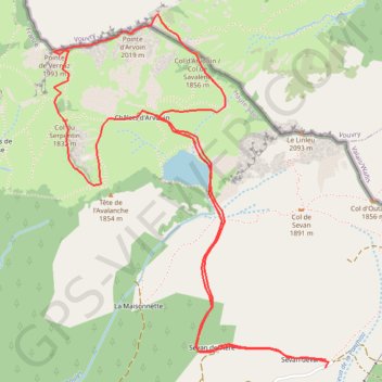 Trace GPS Pointe d'Arvouin / Sex du Coeur, itinéraire, parcours