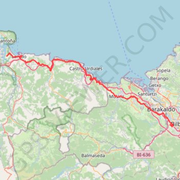 Trace GPS Bilbao a Laredo, itinéraire, parcours