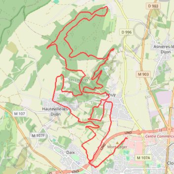 Trace GPS Fontaine-lès-Dijon, itinéraire, parcours