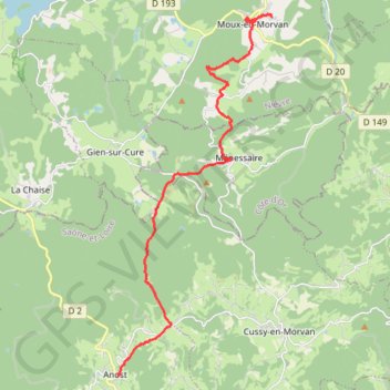 Trace GPS Tour du Morvan - De Anost à Moux, itinéraire, parcours