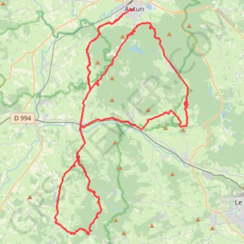 Trace GPS Autun - Uchon - Chapey - Montromble La Croix, itinéraire, parcours