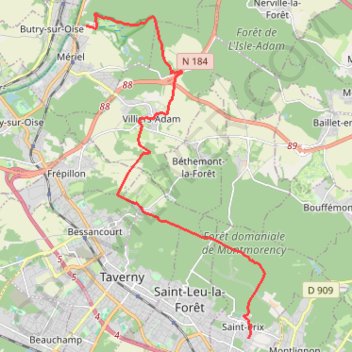 Trace GPS Meriel-Saint Prix, itinéraire, parcours
