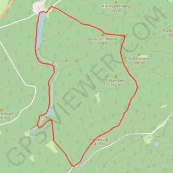 Trace GPS Étang de Hasselfurth et Hochkopf - Bitche, itinéraire, parcours
