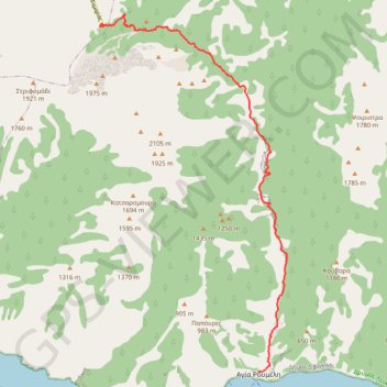 Trace GPS Les gorges de Samaria, itinéraire, parcours