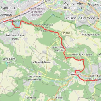 Trace GPS De La Verrière à Saint Rémy-les-Chevreuse, itinéraire, parcours